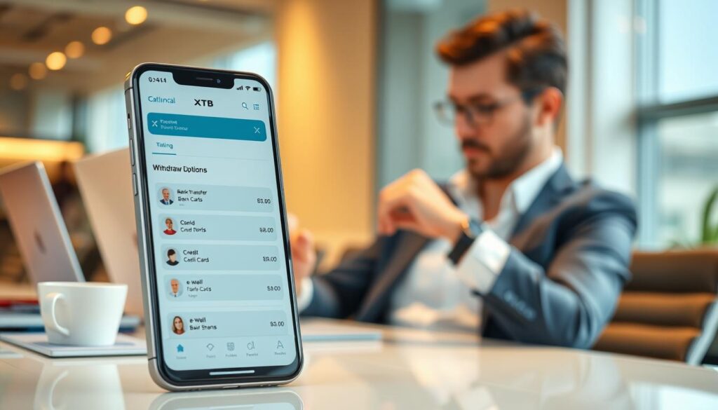 XTB withdrawal methods and mobile app